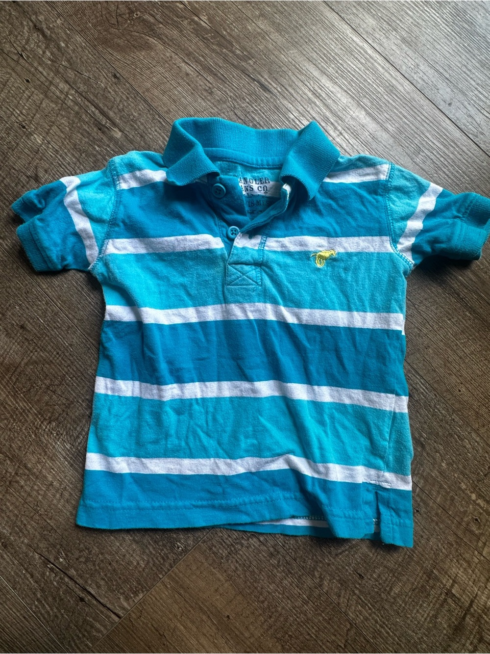 Wrangler Teal & White Striped Polo